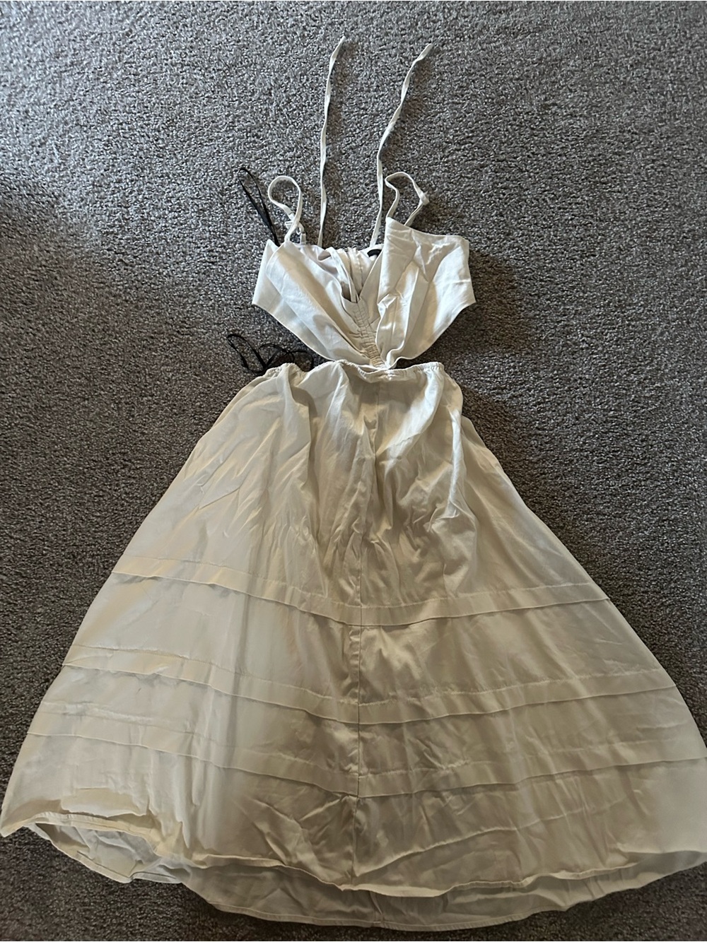 Forever 21 White Strapless Midi Dress with Tie Details